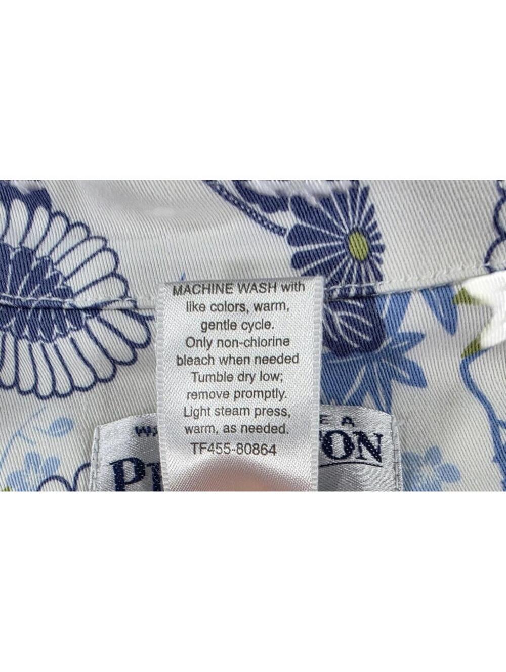Pendleton Women's XL Floral Denim Jacket Blue White Chrysanthemum Trucker - Picture 11 of 11